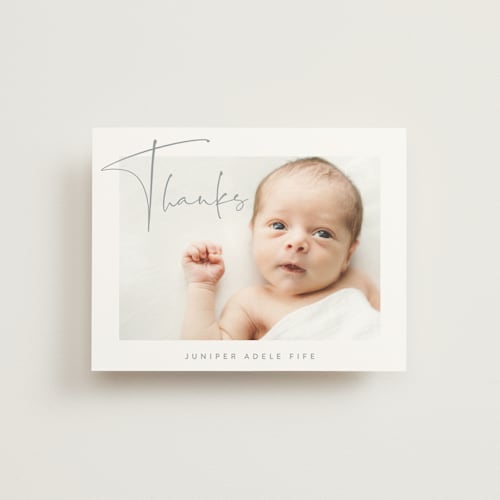 This is a storm wedding thank you cards with standard by Olivia Raufman called chic introduction printing on signature in standard