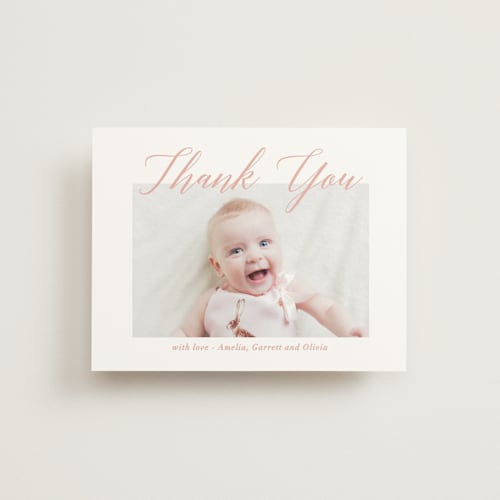 This is a sweet pea wedding thank you cards with standard by Jennifer Postorino called sweet script printing on signature in standard