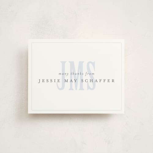 This is a sky baby thank you cards with standard by Erin Hodges called classic monogram printing on strathmore in standard