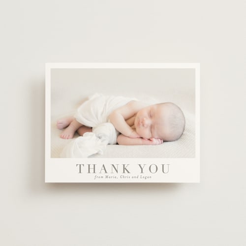 This is a fawn baby thank you cards with standard by Megan Davis called menil printing on strathmore in standard