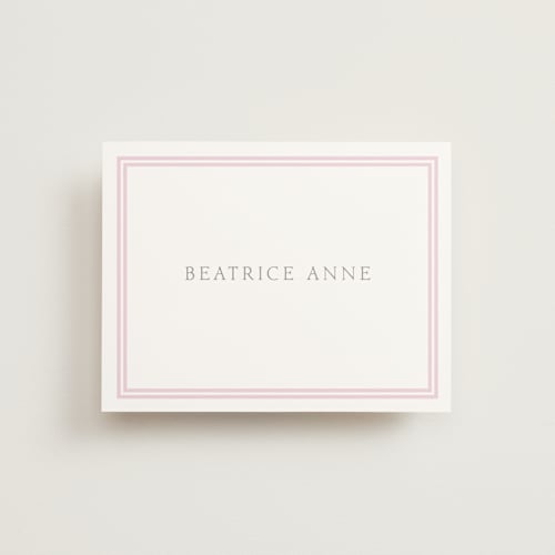 This is a ballet slipper baby thank you cards with standard by Megan Davis called frolic printing on strathmore in standard