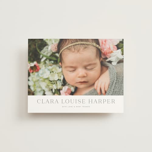 This is a moon baby thank you cards with standard by Megan Davis called canvas printing on strathmore in standard