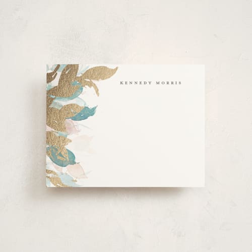 This is a water foil stamped stationery with foil pressed by Everett Paper Goods called swaying printing on signature in 4.25x5.5