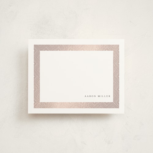 This is a cotton foil stamped stationery with foil pressed by Robert and Stella called mod herringbone printing on signature in 4.25x5.5