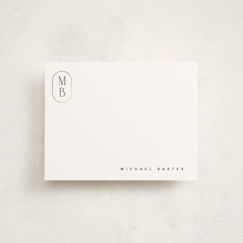 This is a vanilla foil stamped stationery with foil pressed by Creo Study called foiled initial printing on signature in 4.25x5.5