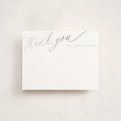This is a cloudy foil stamped stationery with foil pressed by Carolyn MacLaren called elegant thanks printing on signature in 4.25x5.5