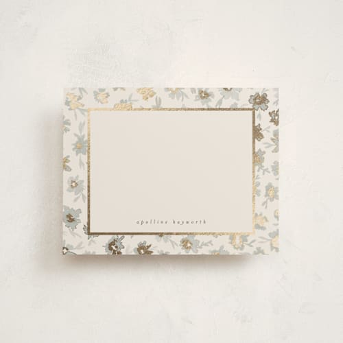 This is a skylight foil stamped stationery with foil pressed by Gwen Bedat called bleuets printing on signature in 4.25x5.5