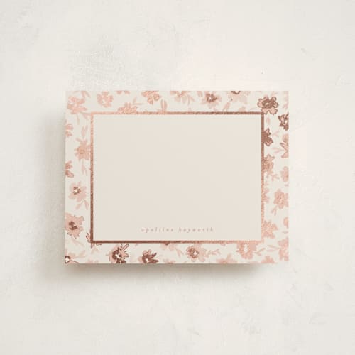 This is a rose foil stamped stationery with foil pressed by Gwen Bedat called bleuets printing on signature in 4.25x5.5
