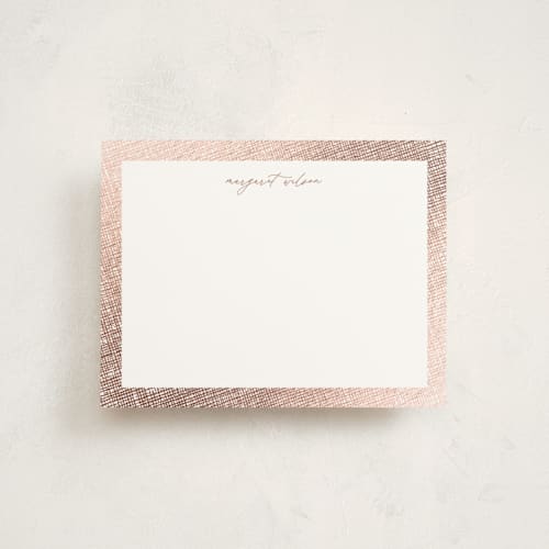 This is a rose foil stamped stationery with foil pressed by Pixel and Hank called around the edge printing on signature in 4.25x5.5