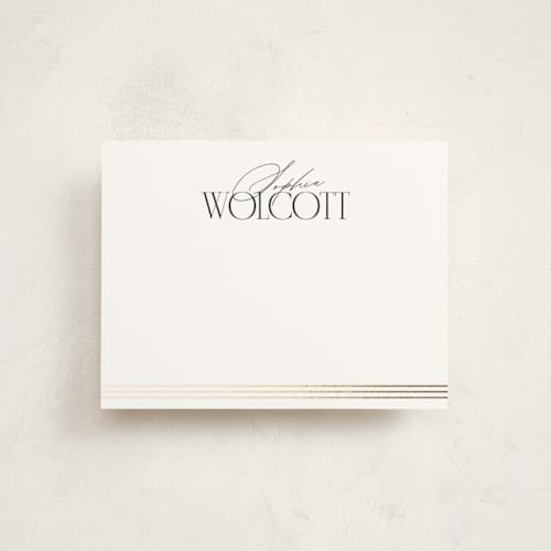 This is a classic black foil stamped stationery with foil pressed by Erin L. Wilson called front office printing on signature in 4.25x5.5