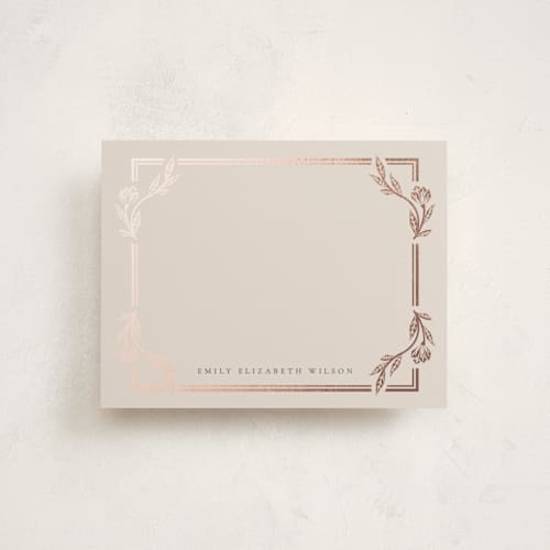 This is a petal foil stamped stationery with foil pressed by Ana de Sousa called classic love printing on signature in 4.25x5.5