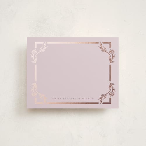 This is a vineyard foil stamped stationery with foil pressed by Ana de Sousa called classic love printing on signature in 4.25x5.5