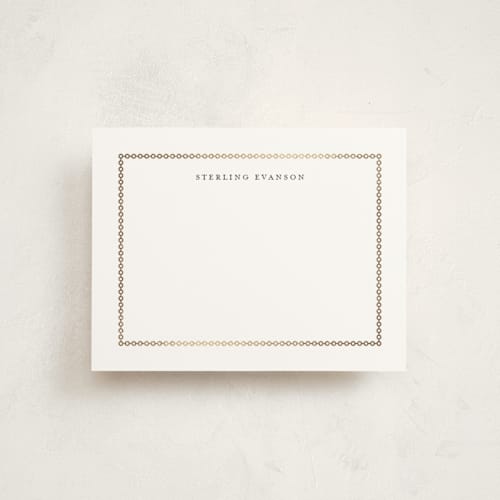 This is a silk foil stamped stationery with foil pressed by Melinda Denison called luxe printing on signature in 4.25x5.5
