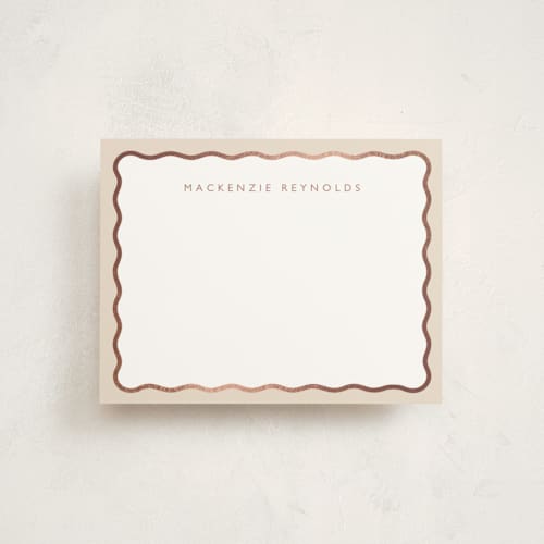 This is a sand foil stamped stationery with foil pressed by Olivia Raufman called preppy twist printing on signature in 4.25x5.5