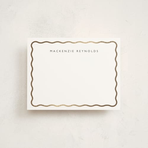This is a salt and pepper foil stamped stationery with foil pressed by Olivia Raufman called preppy twist printing on signature in 4.25x5.5