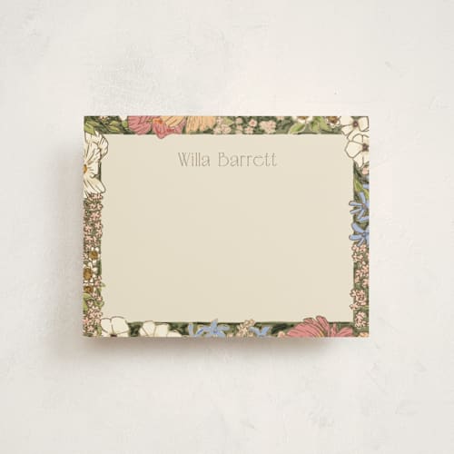 This is a sherbet foil stamped stationery with foil pressed by Leah Bisch called in the garden printing on signature in 4.25x5.5