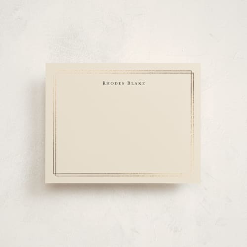 This is a cream foil stamped stationery with foil pressed by Ani Somi called calling card printing on signature in 4.25x5.5