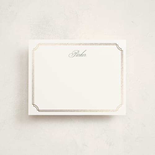 This is a mist foil stamped stationery with foil pressed by Sarah Brown called formally printing on signature in 4.25x5.5