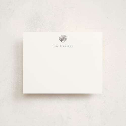 This is a sea spray foil stamped stationery with foil pressed by Hannah Bowman called simple seashell printing on signature in 4.25x5.5