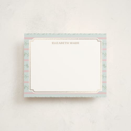 This is a hummingbird foil stamped stationery with foil pressed by Claudia Orengo called castle printing on signature in 4.25x5.5