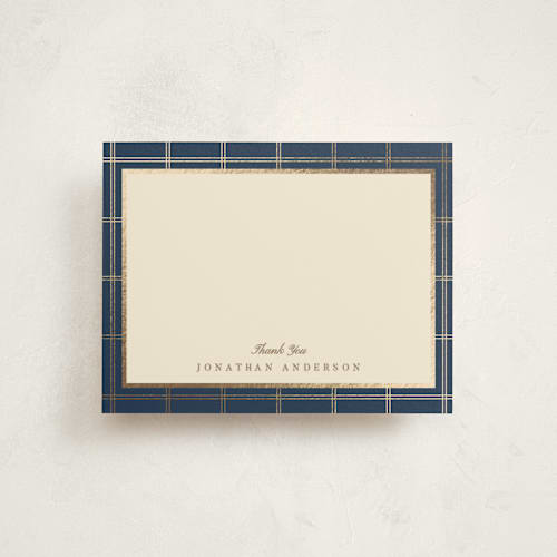 This is a blue spruce foil stamped stationery with foil pressed by Creo Study called gilded checks printing on signature in 4.25x5.5