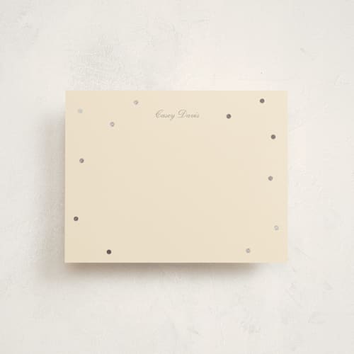 This is a sand foil stamped stationery with foil pressed by Baumbirdy called dotty printing on signature in 4.25x5.5
