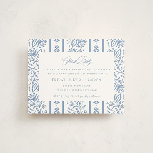 This is a provincial blue graduation insert cards with standard by Erin German called sweet garden printing on signature in standard