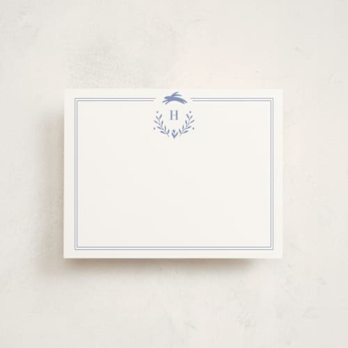 This is a cobalt kids thank you cards notes with standard by Susan Brown called classic baby monogram printing on signature in standard