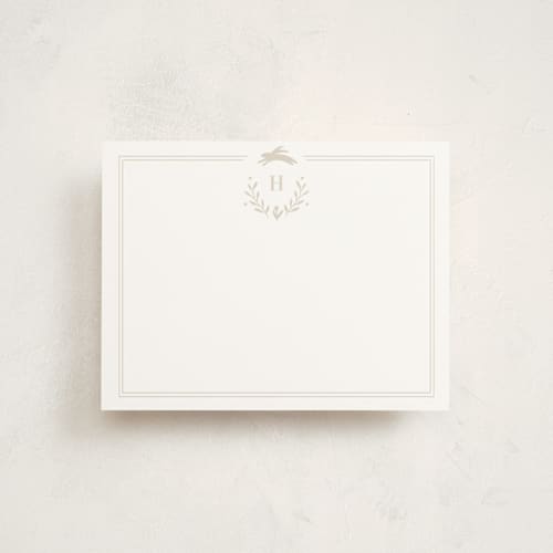 This is a fawn kids thank you cards notes with standard by Susan Brown called classic baby monogram printing on signature in standard