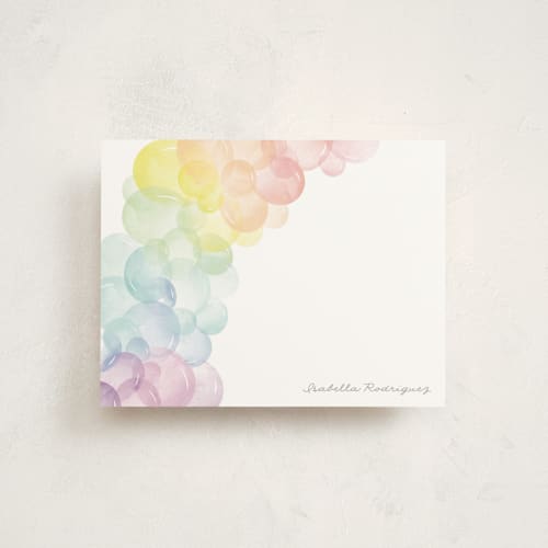 This is a rainbow kids thank you cards notes with standard by Robert and Stella called balloon arch printing on signature in standard
