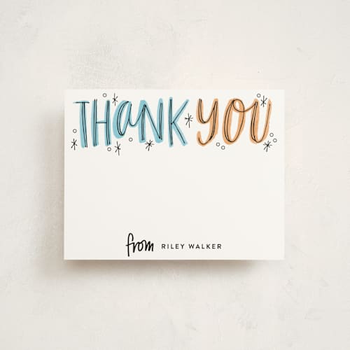 This is a tangerine kids thank you cards notes with standard by Alethea and Ruth called thank you outlines printing on signature in standard