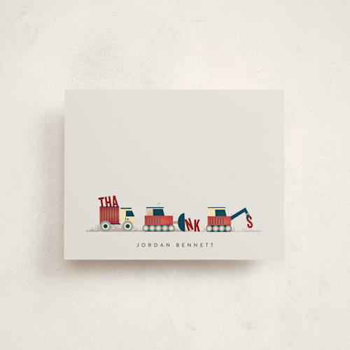 This is a brick kids thank you cards notes with standard by Erica Krystek called trucker appreciation printing on signature in standard
