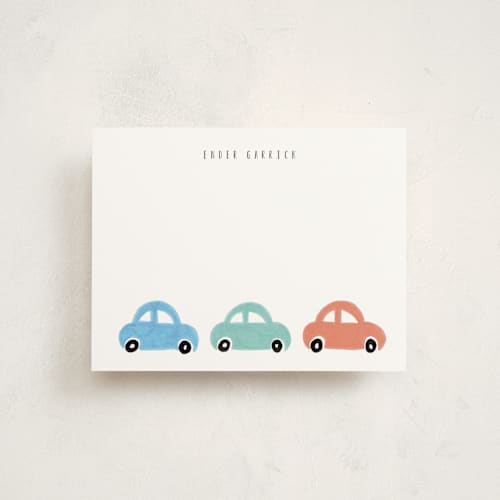 This is a rust kids thank you cards notes with standard by Angela Garrick called beep beep printing on signature in standard