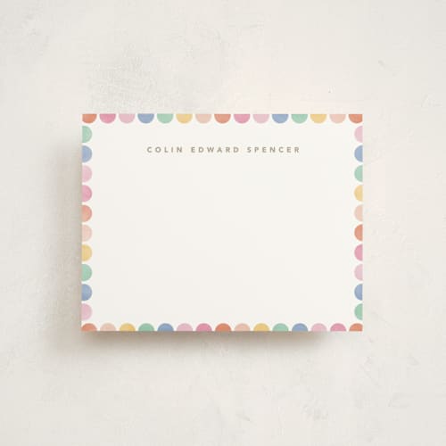 This is a rainbow kids thank you cards notes with standard by Creo Study called rainbow dots printing on signature in standard