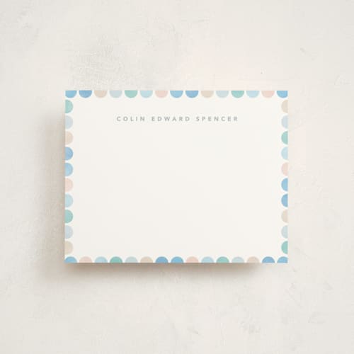 This is a aqua kids thank you cards notes with standard by Creo Study called rainbow dots printing on signature in standard