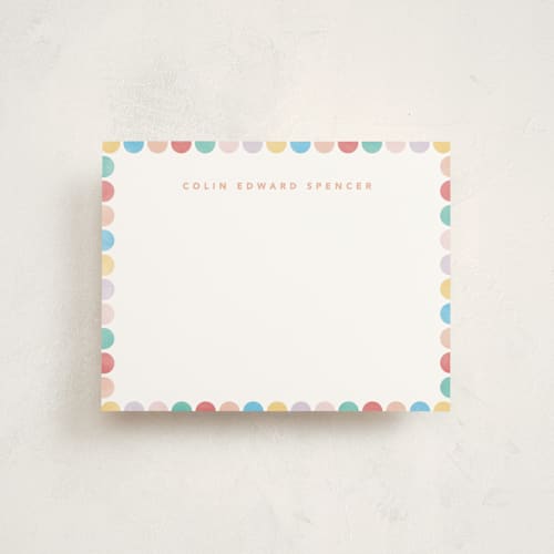 This is a gumdrop kids thank you cards notes with standard by Creo Study called rainbow dots printing on signature in standard