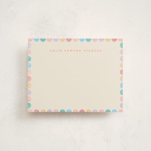 This is a sherbet kids thank you cards notes with standard by Creo Study called rainbow dots printing on signature in standard