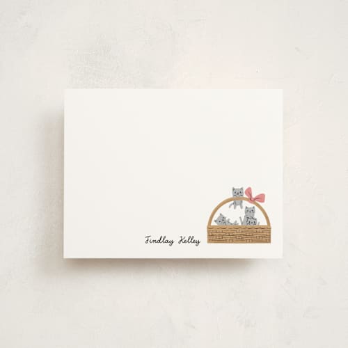 This is a mist kids thank you cards notes with standard by mo kelley called a basket of kittens printing on signature in standard