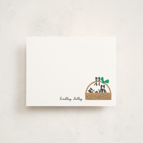 This is a tuxedo kids thank you cards notes with standard by mo kelley called a basket of kittens printing on signature in standard
