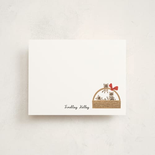 This is a siamese kids thank you cards notes with standard by mo kelley called a basket of kittens printing on signature in standard