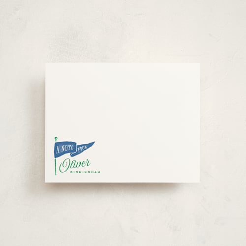 This is a blueberry kids thank you cards notes with standard by Oscar and Emma - Karly Depew called vintage pennant printing on signature in standard