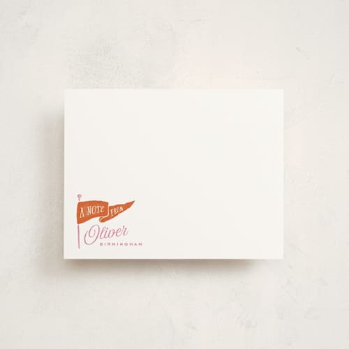 This is a bubblegum kids thank you cards notes with standard by Oscar and Emma - Karly Depew called vintage pennant printing on signature in standard