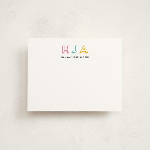This is a bright kids thank you cards notes with standard by Inkblot Design called initial thoughts printing on signature in standard