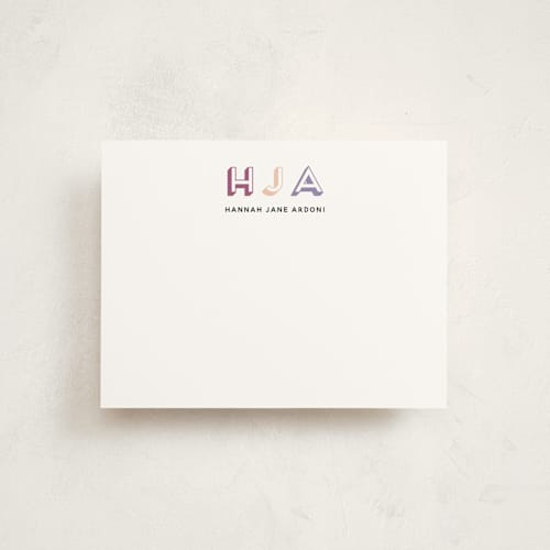 This is a purple hue kids thank you cards notes with standard by Inkblot Design called initial thoughts printing on signature in standard