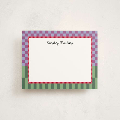 This is a grape kids thank you cards notes with standard by Jenna Holcomb called checked printing on signature in standard