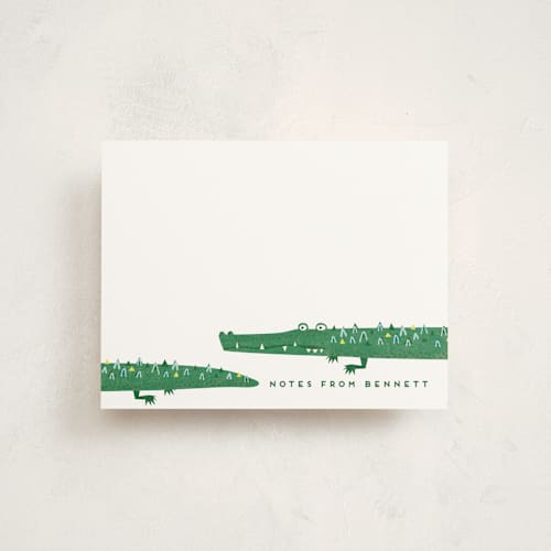 This is a lizard kids thank you cards notes with standard by Erica Krystek called crocs printing on signature in standard