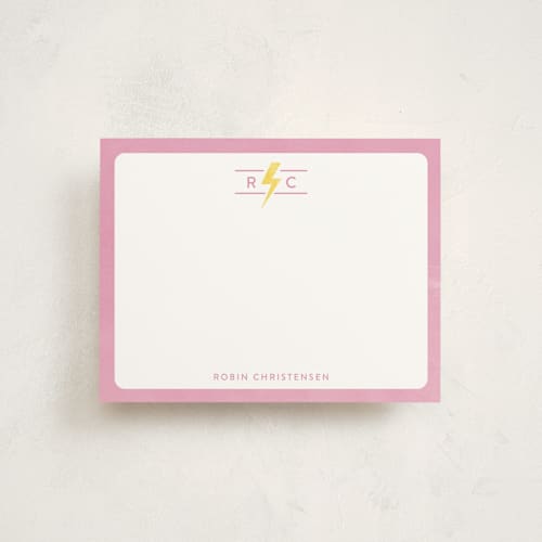 This is a candy kids thank you cards notes with standard by Shirley Lin Schneider called lightning monogram printing on signature in standard