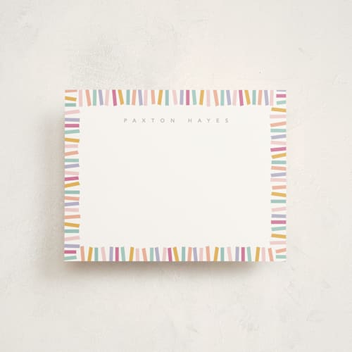 This is a rainbow kids thank you cards notes with standard by Creo Study called confetti border printing on signature in standard