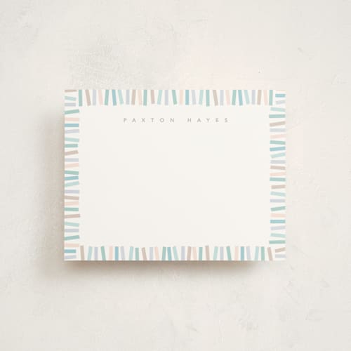 This is a seafoam kids thank you cards notes with standard by Creo Study called confetti border printing on signature in standard