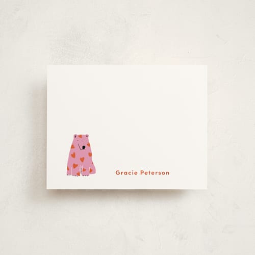 This is a ivory kids thank you cards notes with standard by Inkblot Design called beary much printing on signature in standard